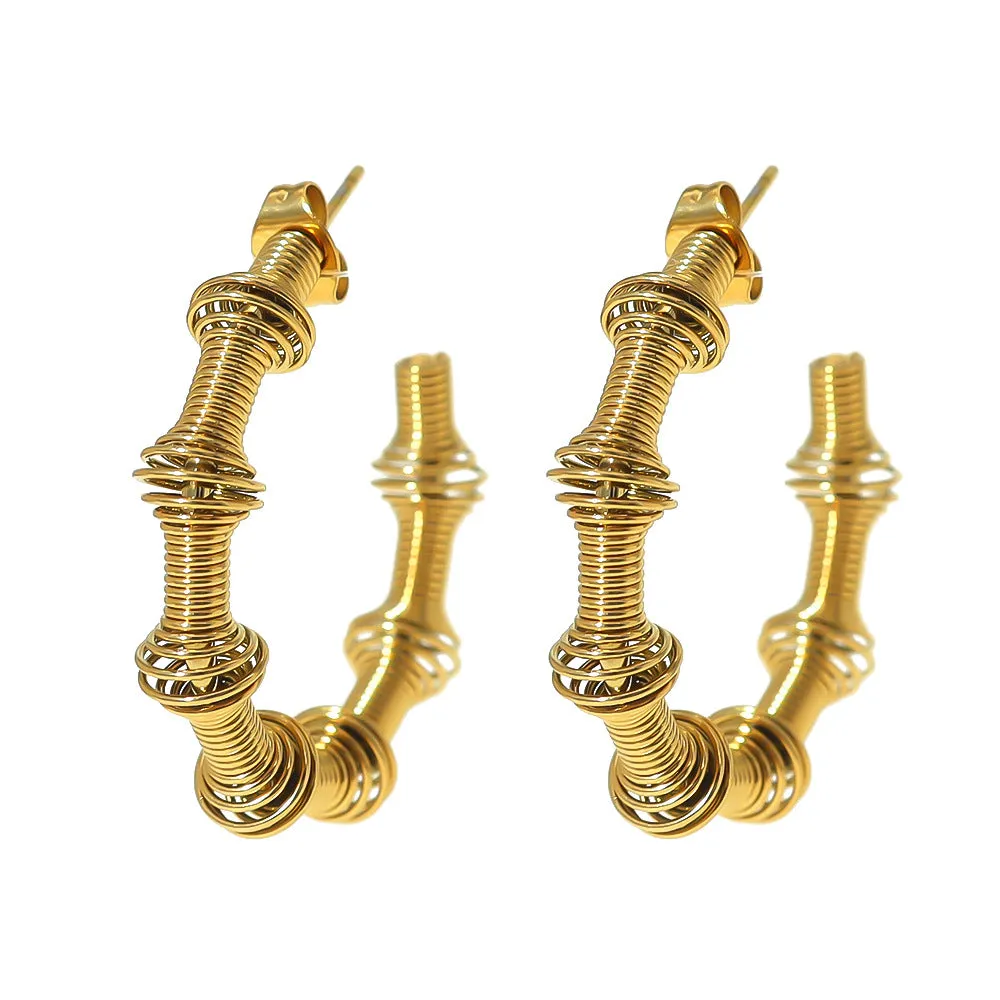 Wholesale Titanium Steel Ring Spring Shape Creative Earrings