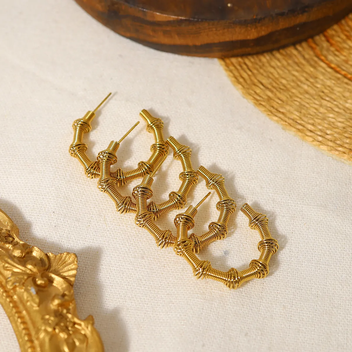 Wholesale Titanium Steel Ring Spring Shape Creative Earrings