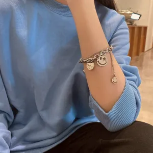 Wholesale Titanium Steel Smiley Chain Round Brand Bracelet