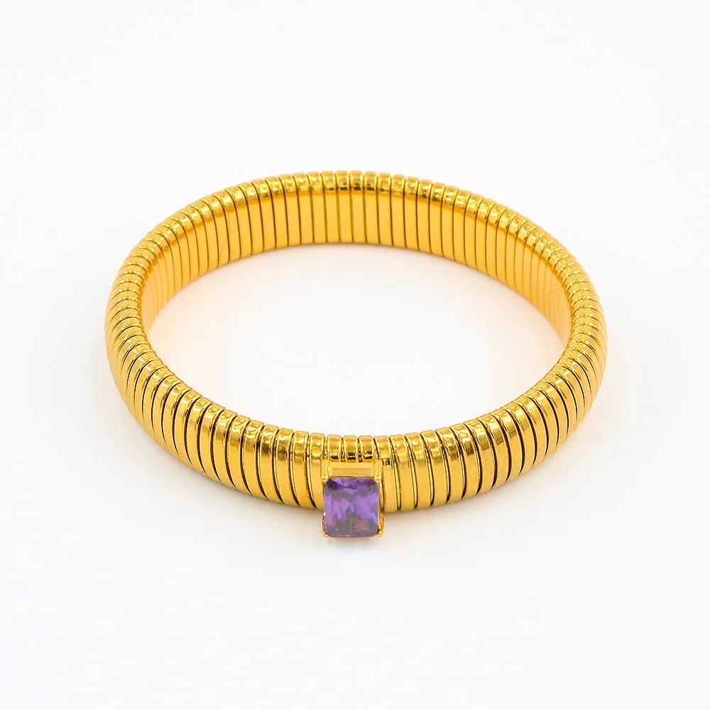 Wholesale Titanium Steel Square Zircon 18K Gold Stainless Steel Bracelet