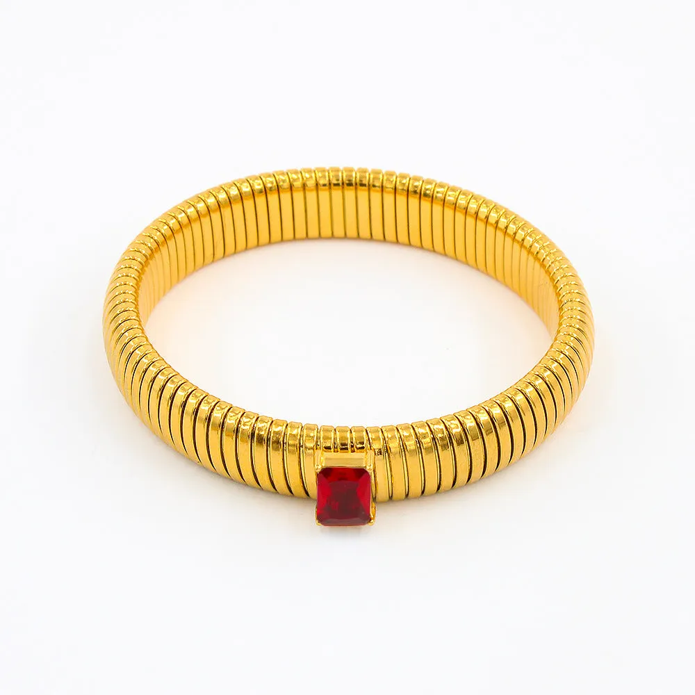 Wholesale Titanium Steel Square Zircon 18K Gold Stainless Steel Bracelet