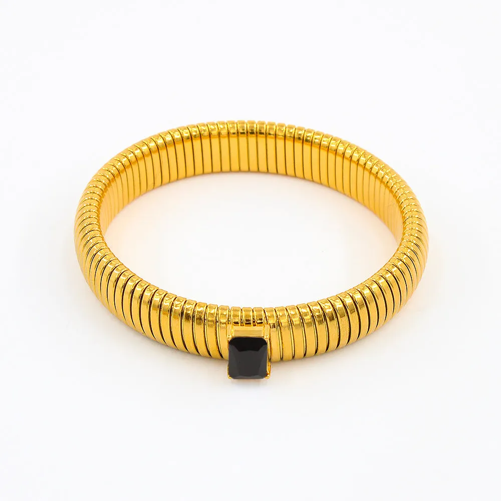 Wholesale Titanium Steel Square Zircon 18K Gold Stainless Steel Bracelet