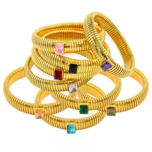 Wholesale Titanium Steel Square Zircon 18K Gold Stainless Steel Bracelet