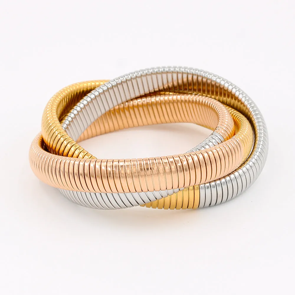 Wholesale Titanium Steel Three -layer Wound Vacuum 18K Gold -plated Bracelet