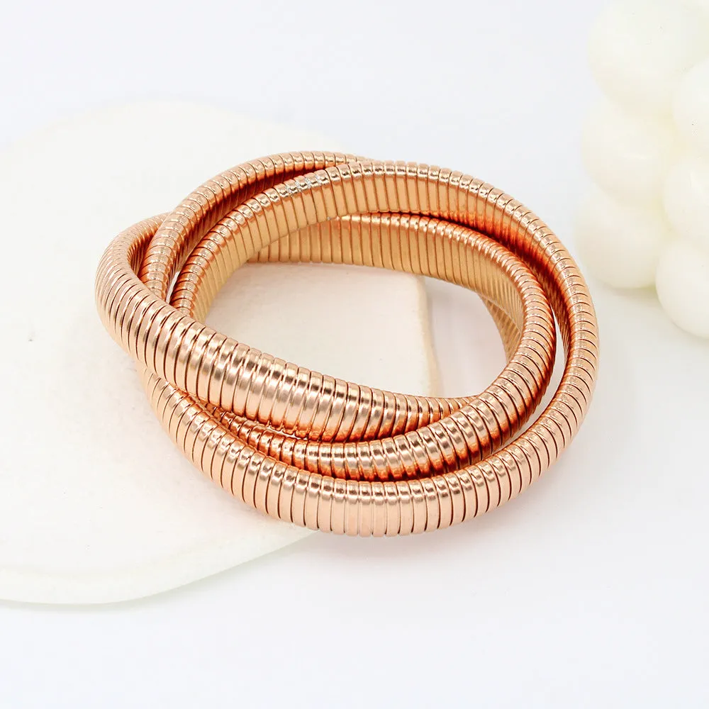 Wholesale Titanium Steel Three -layer Wound Vacuum 18K Gold -plated Bracelet