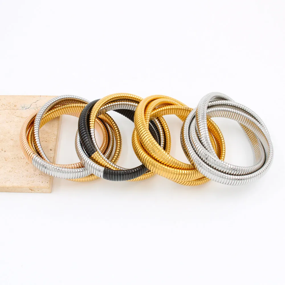 Wholesale Titanium Steel Three -layer Wound Vacuum 18K Gold -plated Bracelet