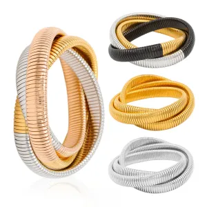 Wholesale Titanium Steel Three -layer Wound Vacuum 18K Gold -plated Bracelet