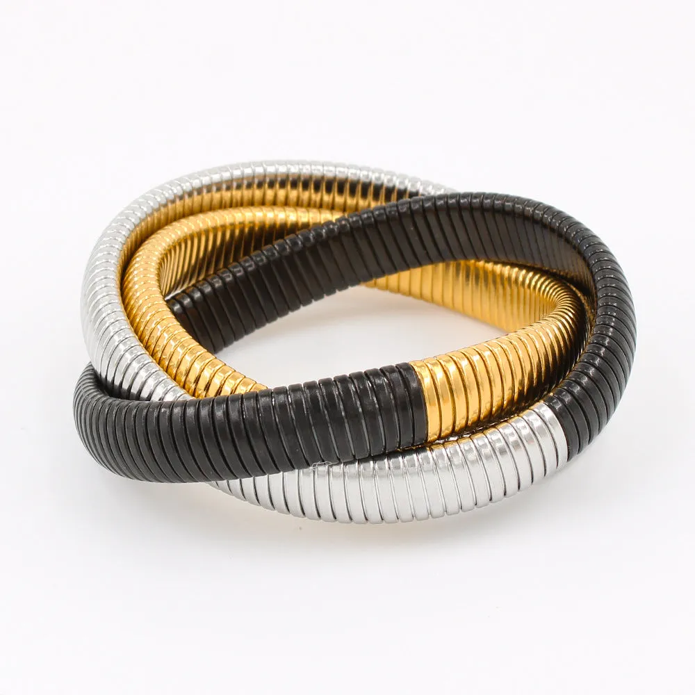 Wholesale Titanium Steel Three -layer Wound Vacuum 18K Gold -plated Bracelet