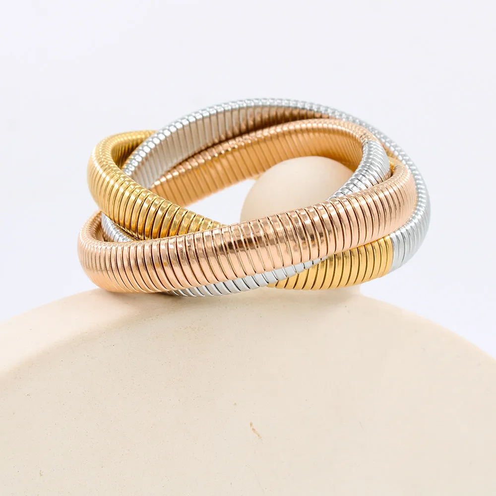 Wholesale Titanium Steel Three -layer Wound Vacuum 18K Gold -plated Bracelet