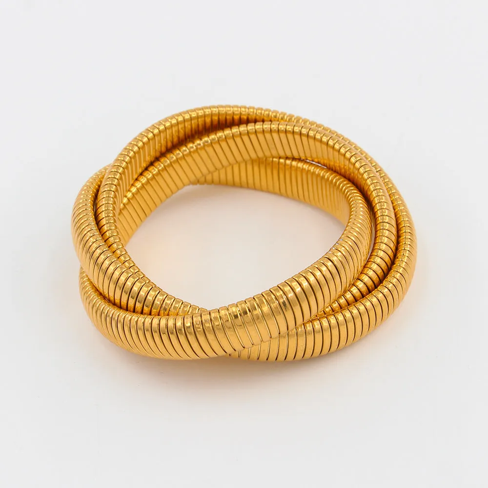 Wholesale Titanium Steel Three -layer Wound Vacuum 18K Gold -plated Bracelet