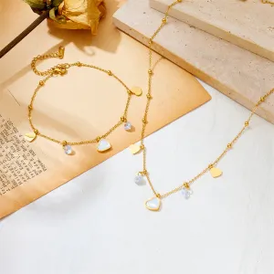 Wholesale Titanium Steel White Shell Love Necklace Bracelet