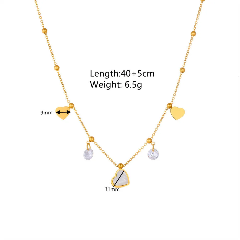 Wholesale Titanium Steel White Shell Love Necklace Bracelet