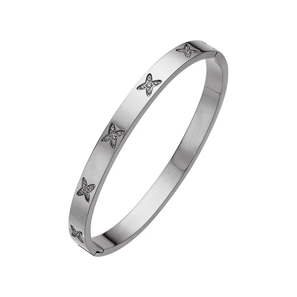 Wholesale Titanium Steel Zircon Cross X Pattern Titanium Steel Diamond Bracelet
