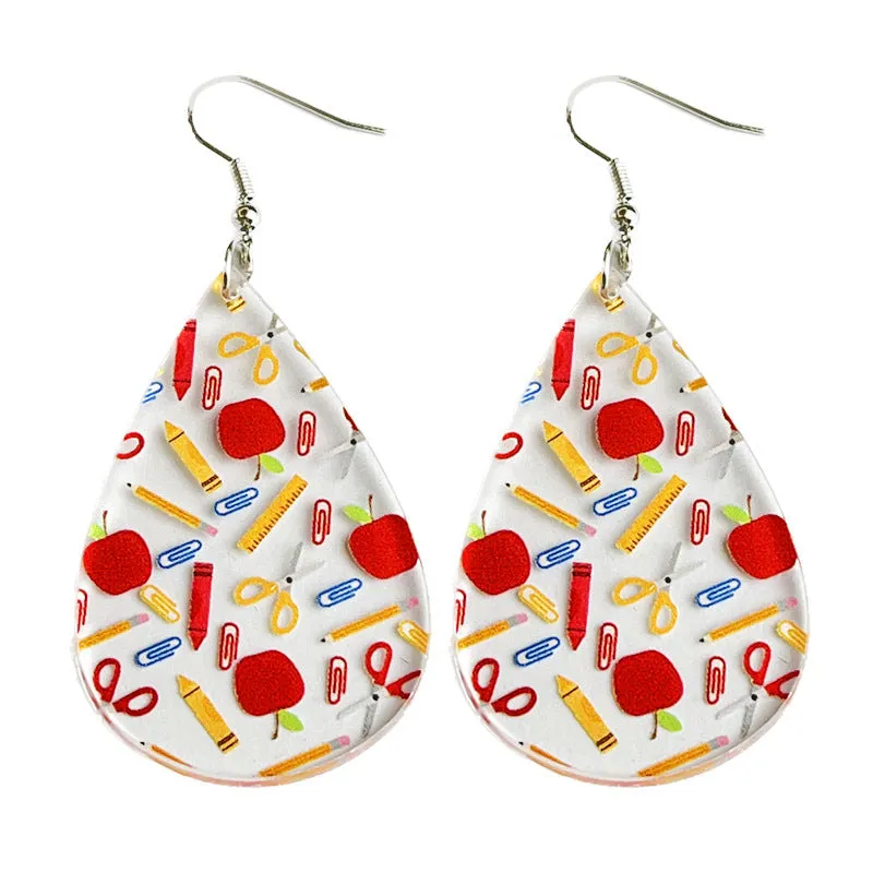 Wholesale Transparent Acrylic Water Drop Shape Pencil Color Earrings