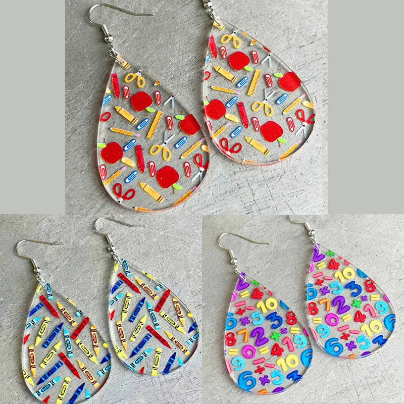 Wholesale Transparent Acrylic Water Drop Shape Pencil Color Earrings