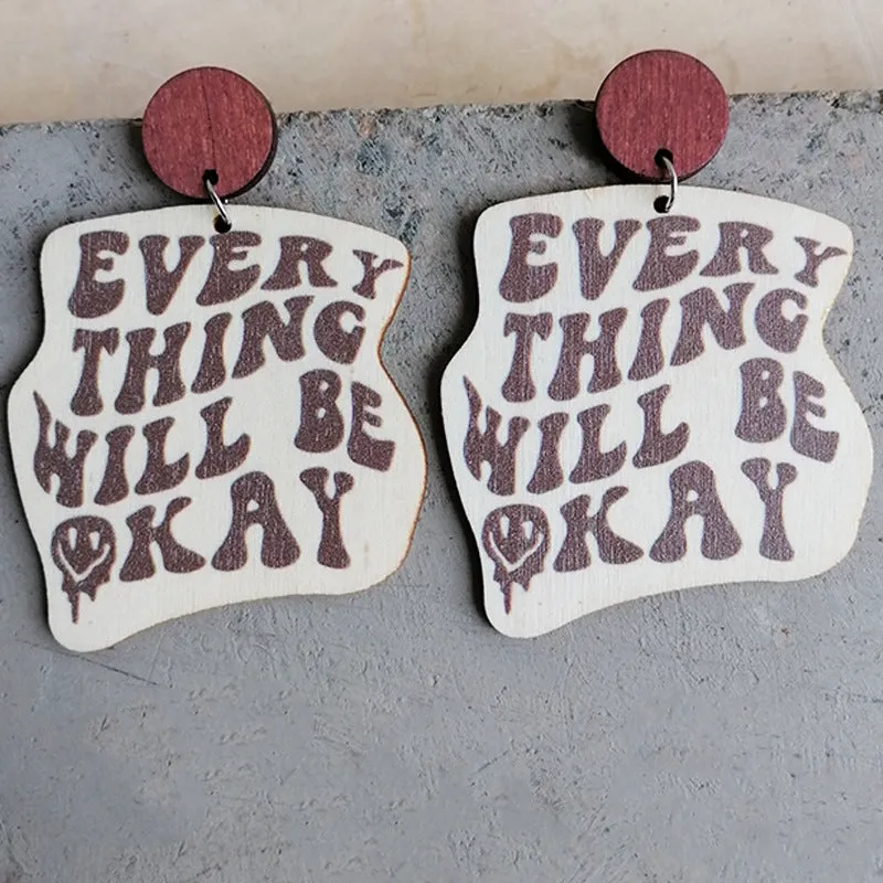 Wholesale Travel Optimistic Positive Spirit Wooden Earrings