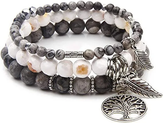 Wholesale Tree of Life Bracelet Turquoise Jasper Agate Gemstone Beaded Bracelet