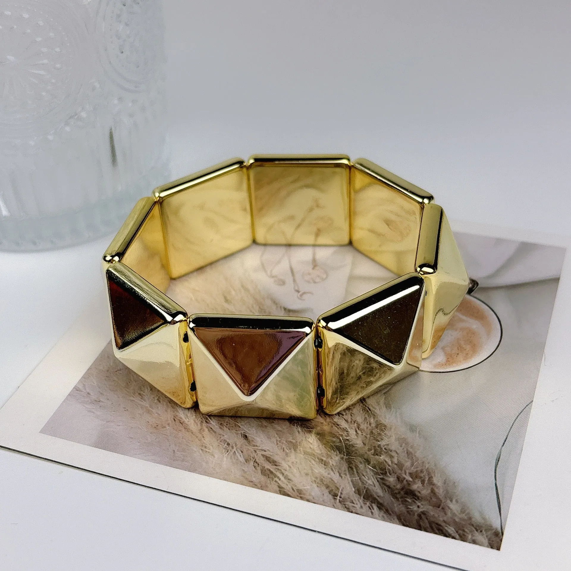 Wholesale trend street photography personality simple spiral pattern snake square stitching bracelet