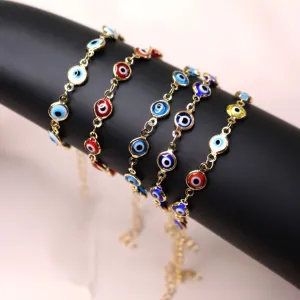 Wholesale Turkish Evil Eye Adjustable Vintage Colored Oil Drop Eye Bracelet