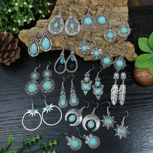 Wholesale Turquoise Bohemian Tassel Geometric Alloy Vintage Earrings