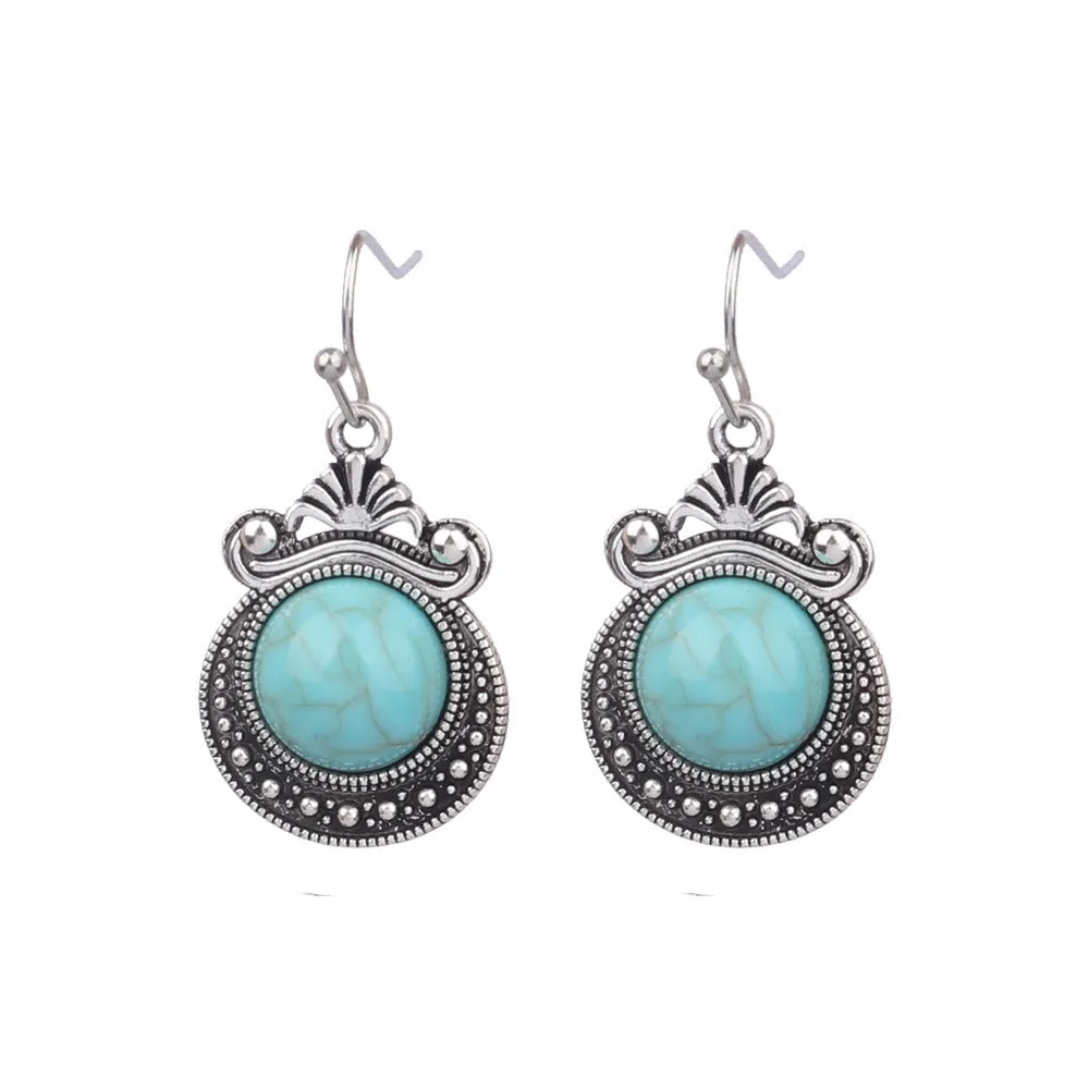 Wholesale Turquoise Bohemian Tassel Geometric Alloy Vintage Earrings