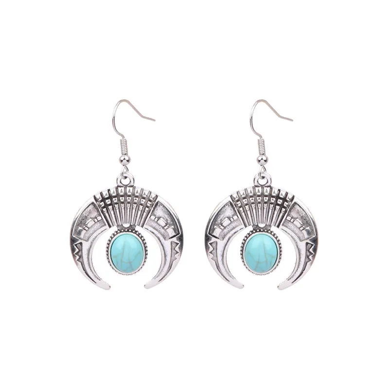 Wholesale Turquoise Bohemian Tassel Geometric Alloy Vintage Earrings