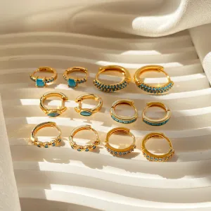 Wholesale Turquoise Brass Plated 18K Real Gold Earrings