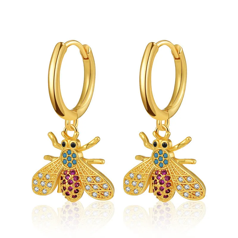 Wholesale Turquoise Brass Plated 18K Real Gold Earrings