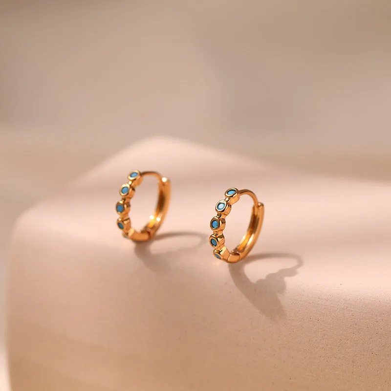 Wholesale Turquoise Brass Plated 18K Real Gold Earrings
