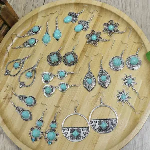 Wholesale Turquoise Fashion Alloy Geometric Earrings