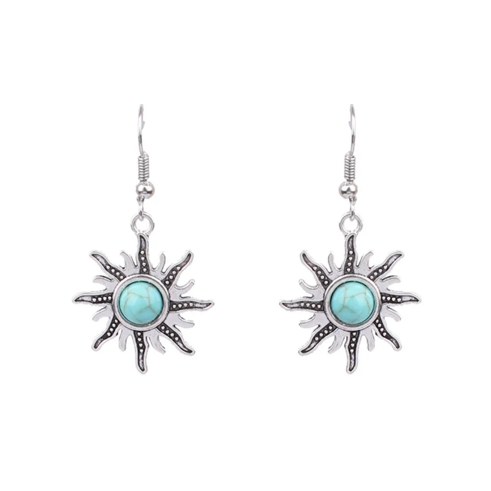 Wholesale Turquoise Fashion Alloy Geometric Earrings