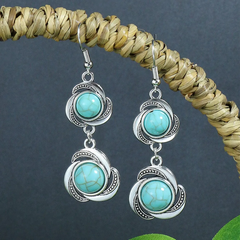 Wholesale Turquoise Fashion Alloy Geometric Earrings