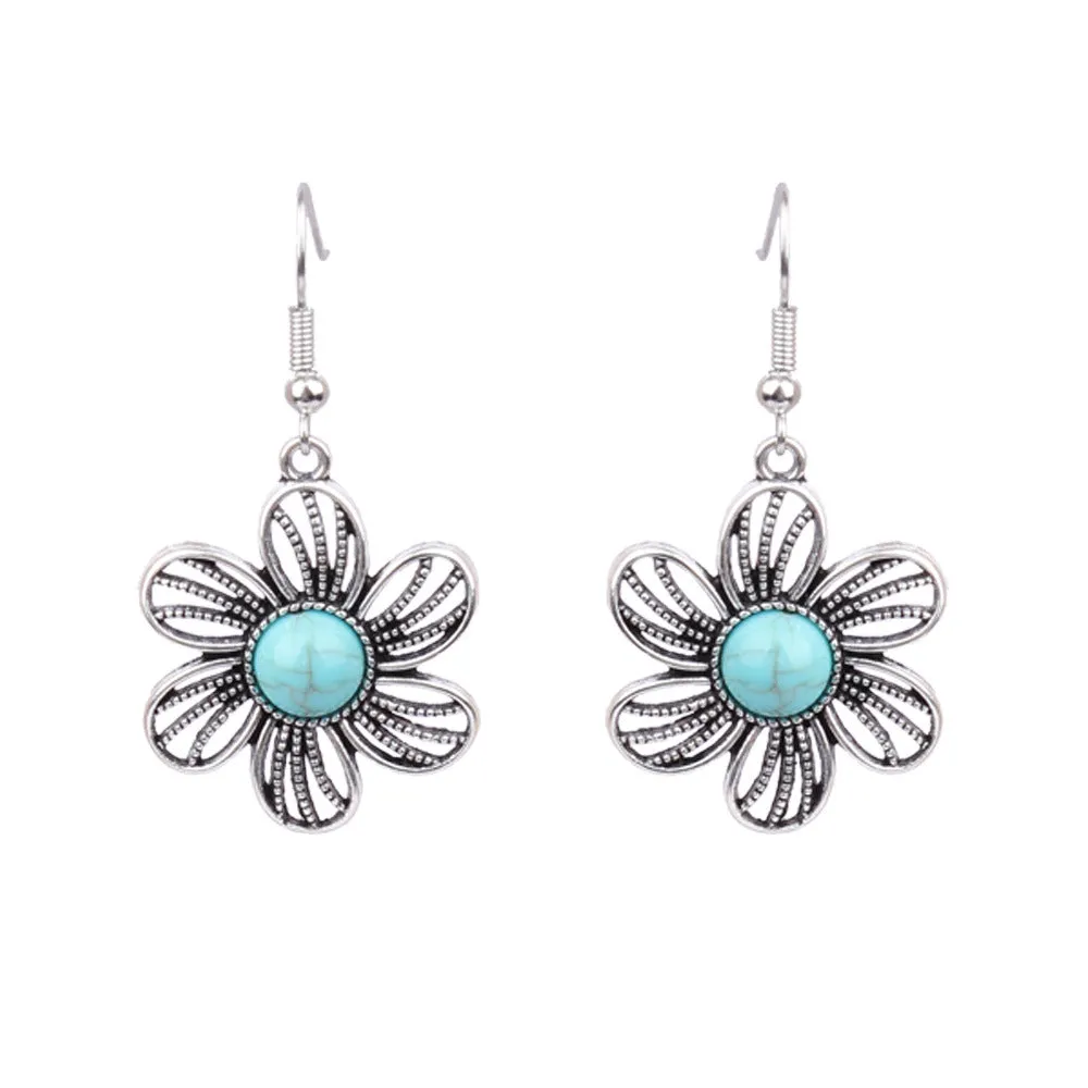 Wholesale Turquoise Fashion Alloy Geometric Earrings