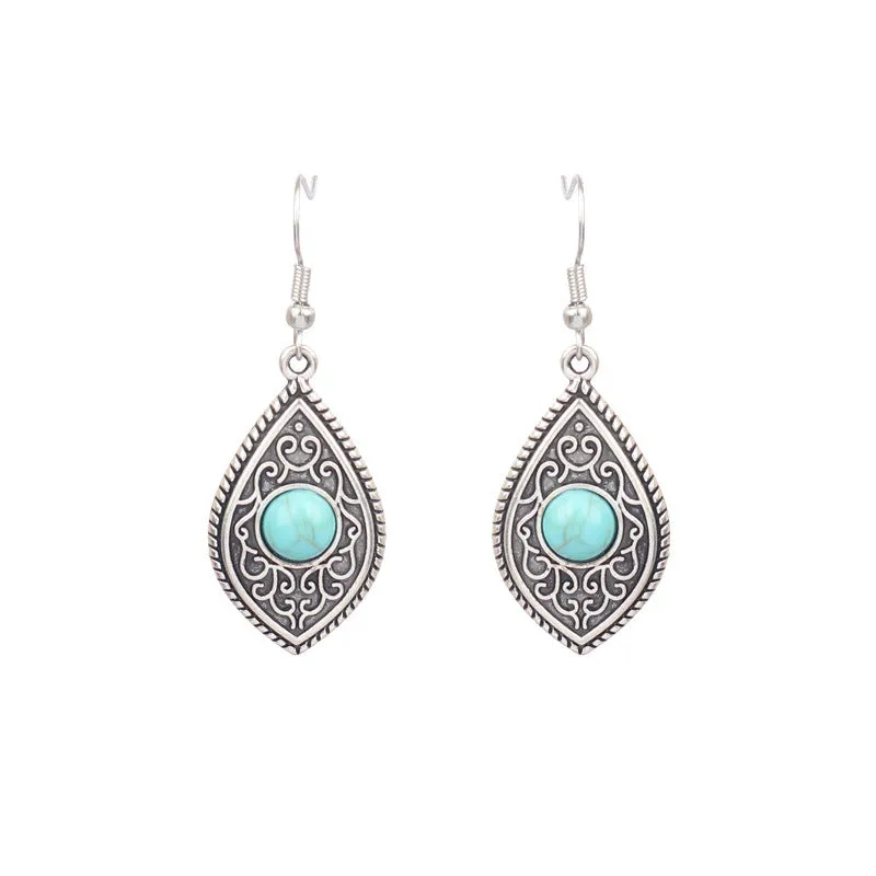 Wholesale Turquoise Fashion Alloy Geometric Earrings