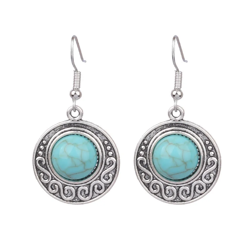 Wholesale Turquoise Fashion Alloy Geometric Earrings