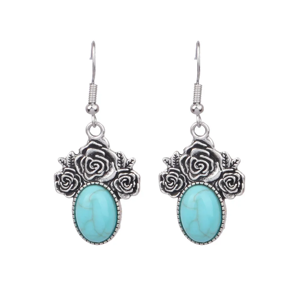Wholesale Turquoise Fashion Alloy Geometric Earrings