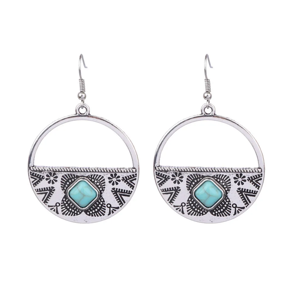 Wholesale Turquoise Fashion Alloy Geometric Earrings