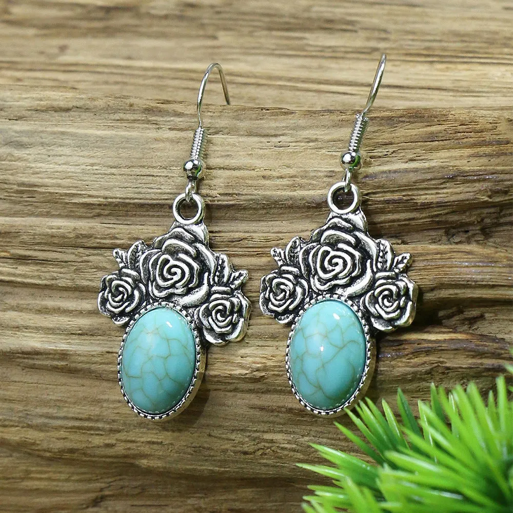 Wholesale Turquoise Fashion Alloy Geometric Earrings