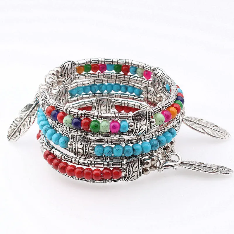 Wholesale Turquoise Feather Alloy Bracelets