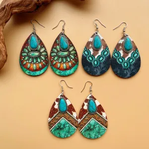 Wholesale Turquoise Pendant Retro Ethnic Style Fashion Bohemian Earrings