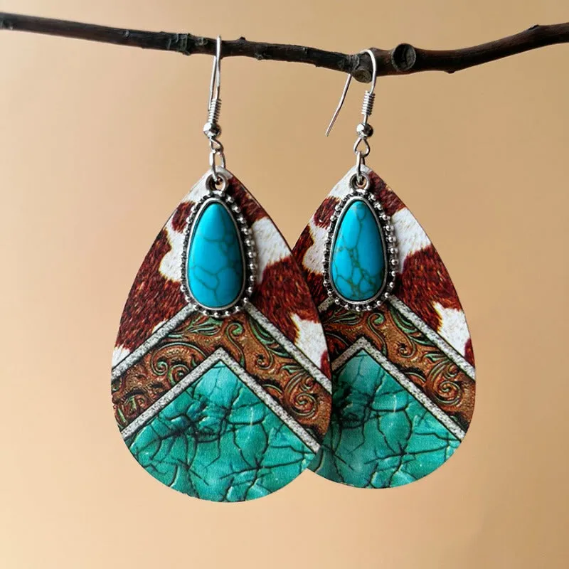 Wholesale Turquoise Pendant Retro Ethnic Style Fashion Bohemian Earrings