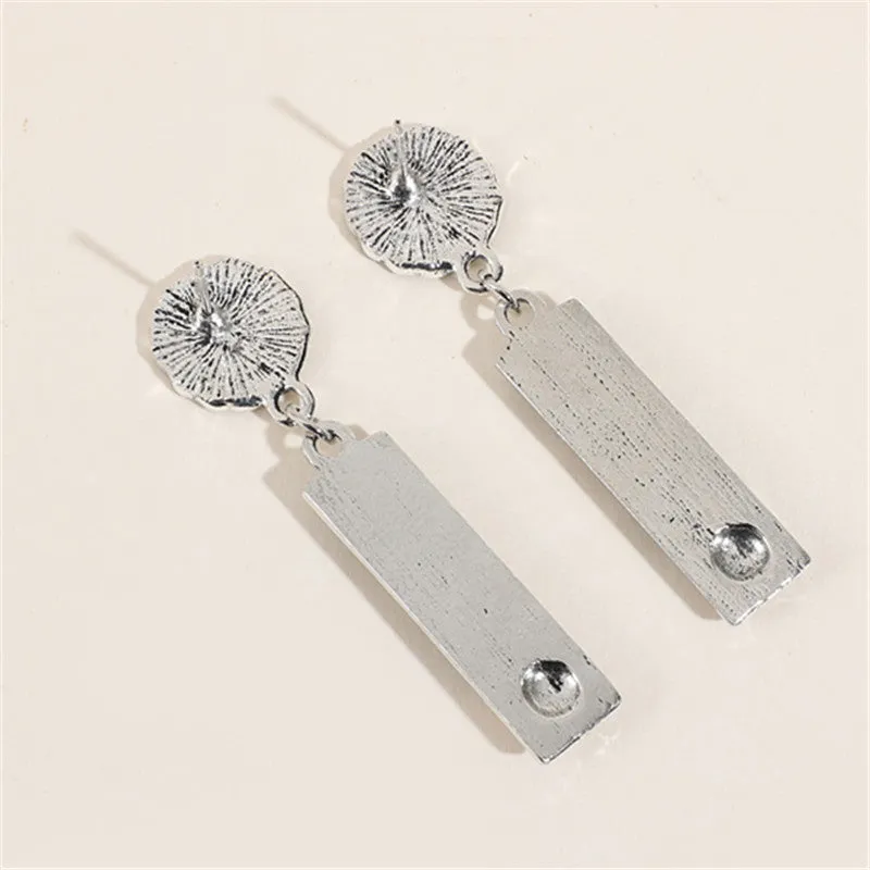 Wholesale Turquoise Rectangular Alloy Earrings