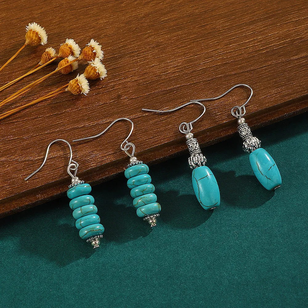 Wholesale Turquoise Vintage Pendant Bohemian Earrings