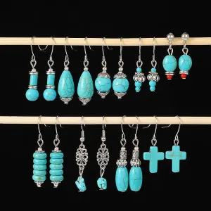 Wholesale Turquoise Vintage Pendant Bohemian Earrings