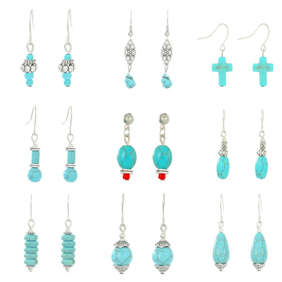 Wholesale Turquoise Vintage Pendant Bohemian Earrings