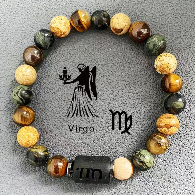 Wholesale Twelve Constellation Obsidian Men's Beading Bracelet