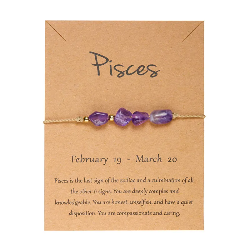 Wholesale Twelve Constellations Natural Stone Beaded Bracelet