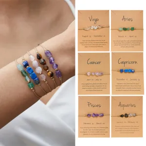 Wholesale Twelve Constellations Natural Stone Beaded Bracelet