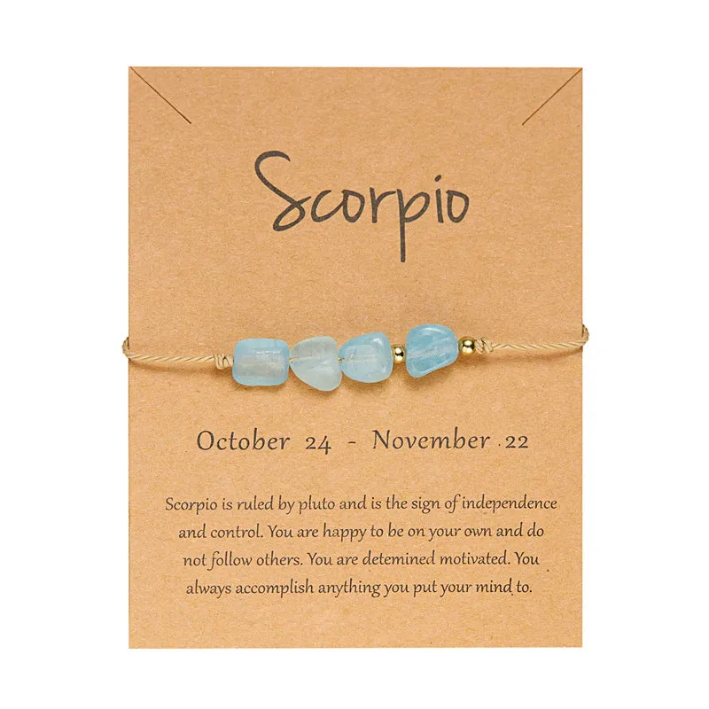 Wholesale Twelve Constellations Natural Stone Beaded Bracelet