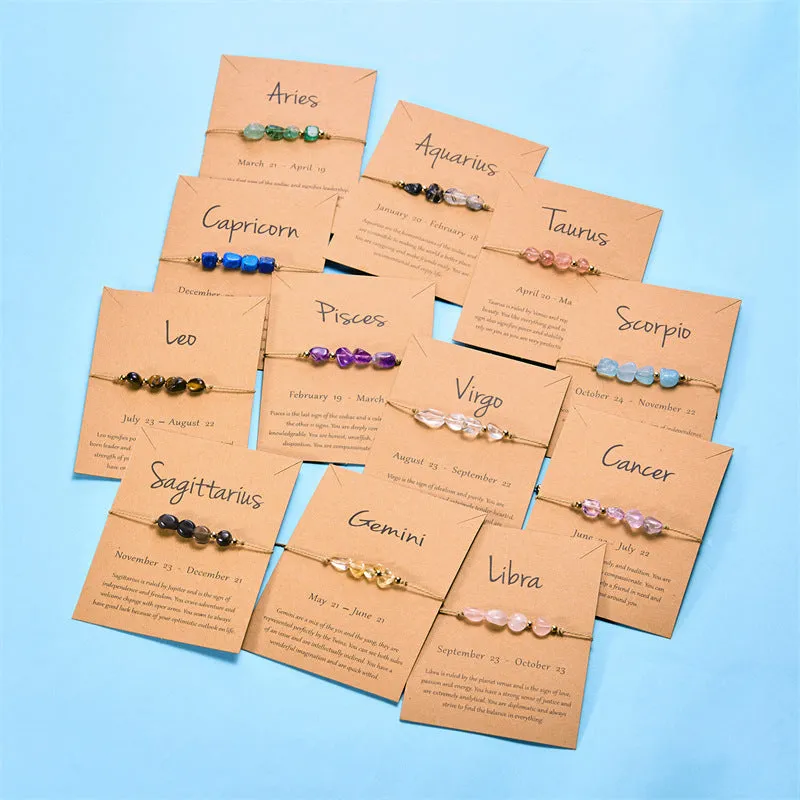Wholesale Twelve Constellations Natural Stone Beaded Bracelet